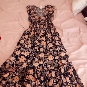 Floral Black and Cream Dress